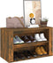 vidaXL - Schoenenrek - 75x35x45 - cm - bewerkt - hout - gerookt - eikenkleurig
