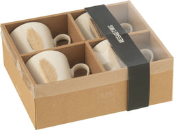 J-Line tas Pluim - porselein - wit/goud - 4 stuks