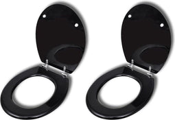 vidaXL - Toiletbrillen - met - deksels - 2 - st - MDF - zwart