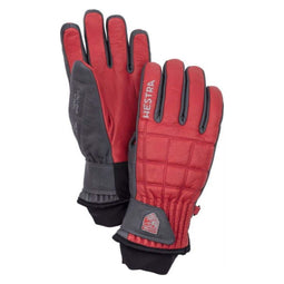 Hestra Henrik Leather Pro - Skihandschoenen - Runderleer met lycra sneeuwvanger - Rood/grijs Maat 7