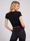 Guess Amilie Tee - Dames T-Shirt V-hals - Merknaam in het rood - Zwart (2022)