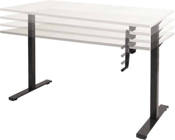 Dextro slinger zit/sta 180x80cm, hoogte verstelbare werkplek dmv slinger, T-poot frame. Frame kleur zwart (RAL9005) en blad Honey Castello