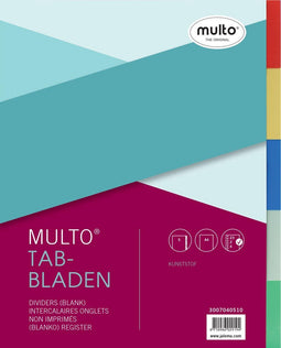 Tabbladen Multo A4 23-gaats 5-delig PP assorti - 10 stuks