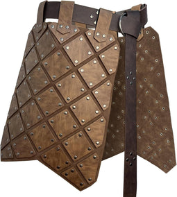 HiiFeuerMiddeleeuws dijbeen pantser van imitatieleer, Retro Dubbelzijdige Waist Armor met Riem, Merc