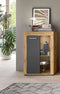 Furnilux Jam - Vitrinekast - Deels open deels dichte kast - Grijs melamine Wotan Eiken - 35x60x86cm