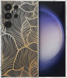 imoshion Hoesje Geschikt voor Samsung Galaxy S24 Ultra Hoesje Siliconen - imoshion Design hoesje - Meerkleurig / Golden Leaves Transparant