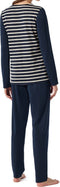 Schiesser Essentials Stripes - Dames Pyjamaset - V-hals met Bretonse strepen - Donkerblauw