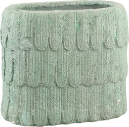 PTMD Dorus blauw keramiek pot blad patroon maat in cm: 33 x 20 x 27 - Blauw