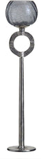 Kaarshouder 13 x 13 x 56 cm Kristal Grijs Metaal Zilver