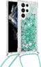 Lunso - Geschikt voor Samsung Galaxy S23 Ultra - Telefoonhoes met koord - Glitter Groen