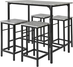 SoBuy OGT11-HG - Bartafelset - 4 krukken - Grijs