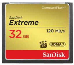 SanDisk Extreme - CompactFlash 32GB - Leessnelheid 120MB/s - Schrijfsnelheid 85MB/s