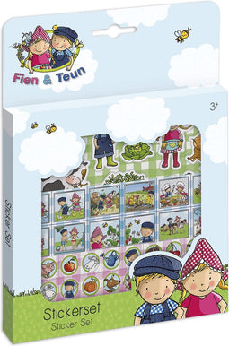Fien & Teun stickers, 3 stickervellen met speelachtergrond - creatief speelgoed - Bambolino Toys