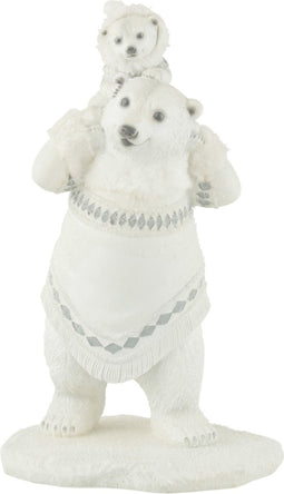 J-Line figuur IjsBeer + Beertje Hand In Hand - polyresin - wit/grijs