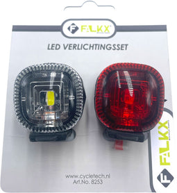 Fiets FALKX Sharp Star Led verlichting set zwart Batterij