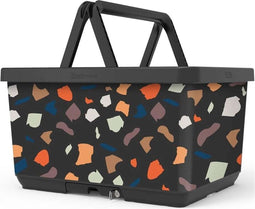 Fietsmand met slot en kliksysteem voor bagagedrager - voordrager The Basky basket design Animal meets camouflage