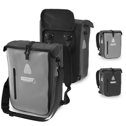 Fietstas, Fietsrugzak - Enkele, 18L, Waterdicht, Dragen als rugzak en schoudertas, Met reflectoren - Ook voor Elektrische Fietsen - Grijs