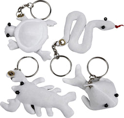 Figuren van textiel met sleutelhanger, afm 4-8 cm, 4 stuks, wit