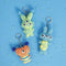 Figuren van textiel met sleutelhanger, h: 6-10 cm, 5 stuks