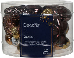 Figuur glas l2b4h4 cm bruin 12st