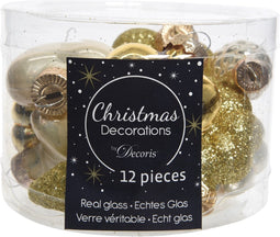 Figuur glas mix goud 12st
