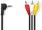 Nedis Audio-Videokabel - 3,5 mm Male - 3x RCA Male - Vernikkeld - 2.00 m - Rond - PVC - Zwart