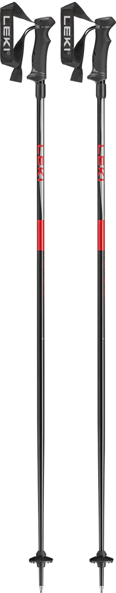 LEKI Hot Shot - Skistokken - Heupfles en Evocon Soft grip - Zwart/Rood 135 cm