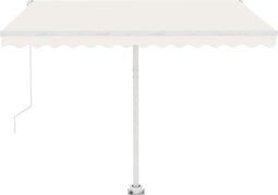 vidaXL - Luifel - handmatig - uittrekbaar - met - LED - 300x250 - cm - crèmekleurig