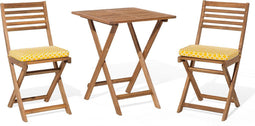 FIJI - Bistroset voor 2 - Lichte houtkleur/Geel - Acaciahout