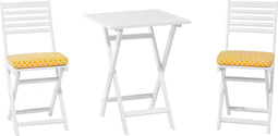 FIJI - Bistroset voor 2 - Wit /Geel - Acaciahout