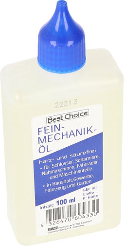 Fijnmechanische olie 100ml, universele olie voor werkplaats, huishouden, sloten, gereedschap, fietsen etc., zorgt voor soepele werking, hars- en zuurvrij