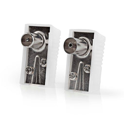 Nedis IEC (Coax) -Connector | Male + Female - Gehoekt | 2 Stuks | Wit