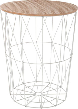 Atmosphera Bijzettafel Kumi - salontafel en opberger - Metaal - Draadmand - Dia 47 cm H 57 cm - Grijs