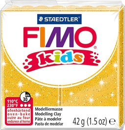 FIMO kids 8030 - ovenhardende boetseerklei - blokje 42 g - glitter goud