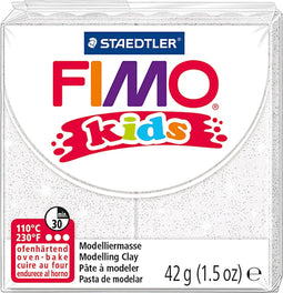 FIMO kids boetseerklei 42 g glitter wit
