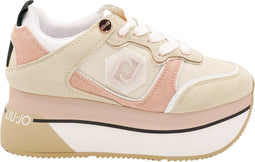 Liu Jo Super Maxi Wonder 2 - Dames Sneakers - Hoge plateau zool met roségoudkleurige details - Roze
