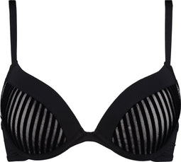 Hunkemöller Push-up BH Pia - E75 - Glad met mesh en streeppatroon - zwart