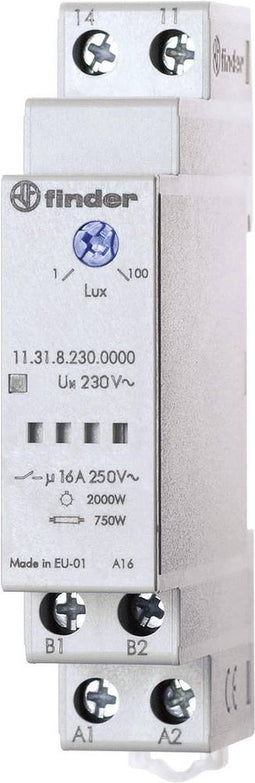 Finder 11.31.8.230.0000 Schemerschakelaar 1 stuk(s) Voedingsspanning (num):230 V/AC Lichtgevoeligheid: 1 - 100 lx 1x NO