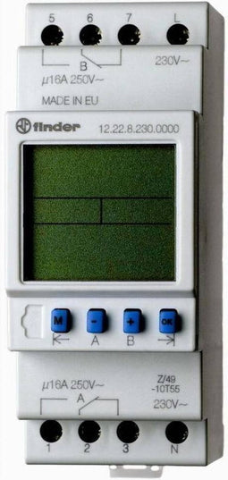 Finder 12.22.8.230.0000 Schakelklok voor DIN-rails 230 V/AC Weekprogramma