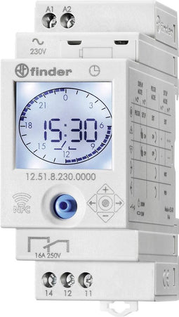 Finder 12.51.8.230.0000 Schakelklok voor DIN-rails 230 V/AC Dagprogramma, Weekprogramma