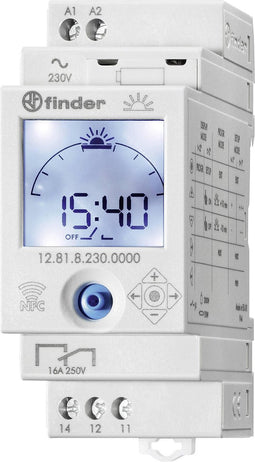 Finder 12.81.8.230.0000 Schakelklok voor DIN-rails 230 V/AC Astronomisch