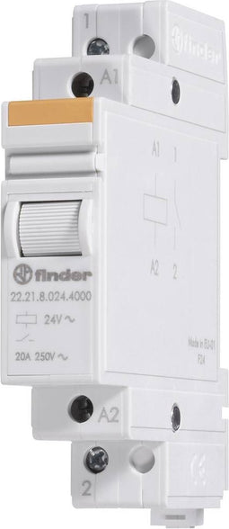 Finder 22.23.8.024.4000 Industrieel relais Nominale spanning: 24 V/AC Schakelstroom (max.): 20 A 1x NO, 1x NC 1 stuk(s)