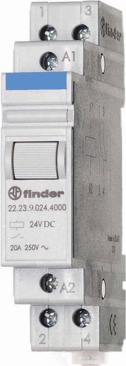 Finder 22.23.9.024.4000 Industrieel relais Nominale spanning: 24 V/DC Schakelstroom (max.): 20 A 1x NO, 1x NC 1 stuk(s)