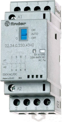 Finder 22.34.0.024.4640 Contactor 2x NO, 2x NC 24 V/DC, 24 V/AC 25 A 1 stuk(s)