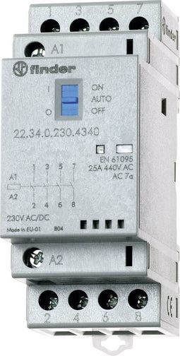 Finder 22.34.0.230.1340 Contactor 4x NO 230 V/DC, 230 V/AC 25 A 1 stuk(s)
