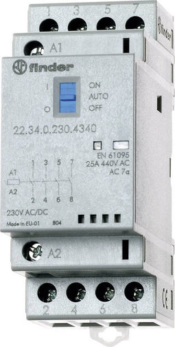 Finder 22.34.0.230.4320 Contactor 4x NO 230 V/DC, 230 V/AC 25 A 1 stuk(s)