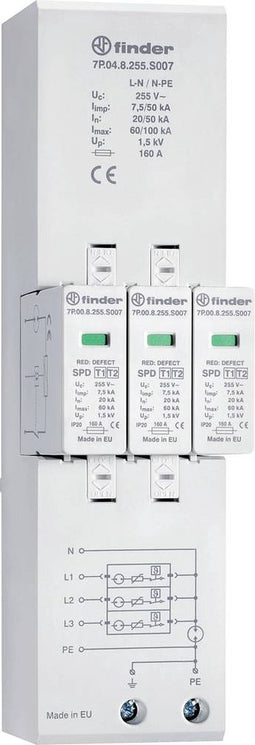 Finder 7P.04.8.255.S007 7P.04.8.255.S007 Overspanningsveilige afleider 1 stuk(s)