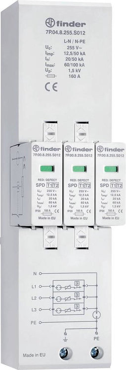 Finder 7P.04.8.255.S012 7P.04.8.255.S012 Overspanningsveilige afleider 1 stuk(s)