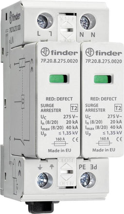 Finder 7P.27.8.275.1020 7P.27.8.275.1020 Overspanningsafleider Overspanningsbeveiliging voor: Verdeelkast 1 stuk(s)