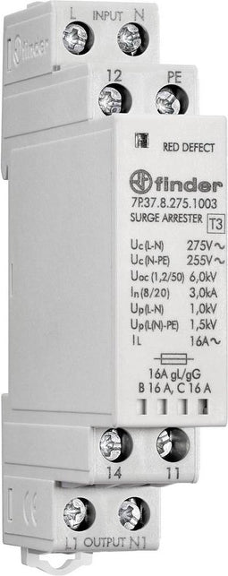 Finder 7P.37.8.275.1003 Overbelastingschakelaar Grijs 16 A 1x wisselcontact 230 V Geleidertype = L, PE, N